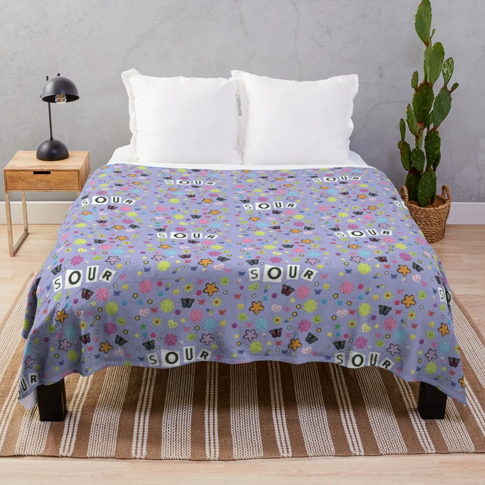 

Sour Title + Stickers Throw Blanket sleeping bag blanket