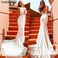 deep v neck mermaid wedding dress 2022 sexy backless lace wedding gowns for bridal robe de mari%c3%a9e beadings custom made