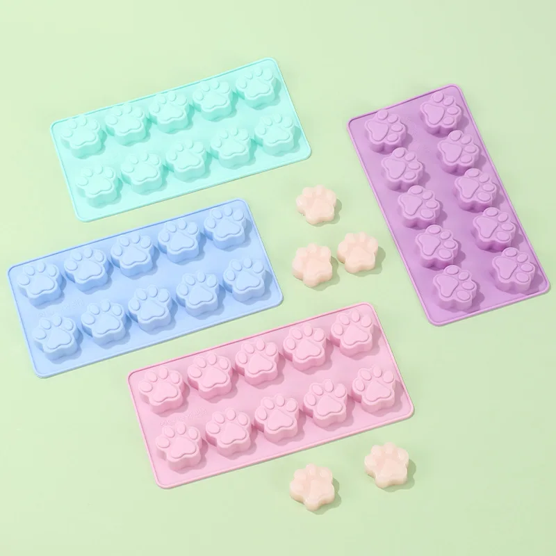 

10 Holes Cat Claw Silicone Cake Decor Mold DIY Chocolate Cookies Desserts Pastry Baking Tool 3D Cat Paw Ice Cube Making Mould
