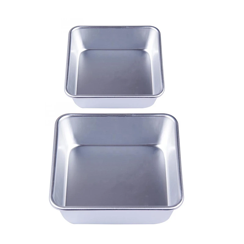 

2 Pcs Aluminum Alloy Mousse Square Cake Mold Cake Mould Bakeware Decorating Baking Tools, 8 Inch & 4 Inch