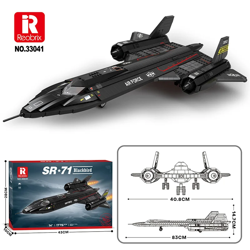 Reobrix 33041 SR-71 Blackbird Fighter Модель Air Военная серия DIY Игрушки Строительные блоки