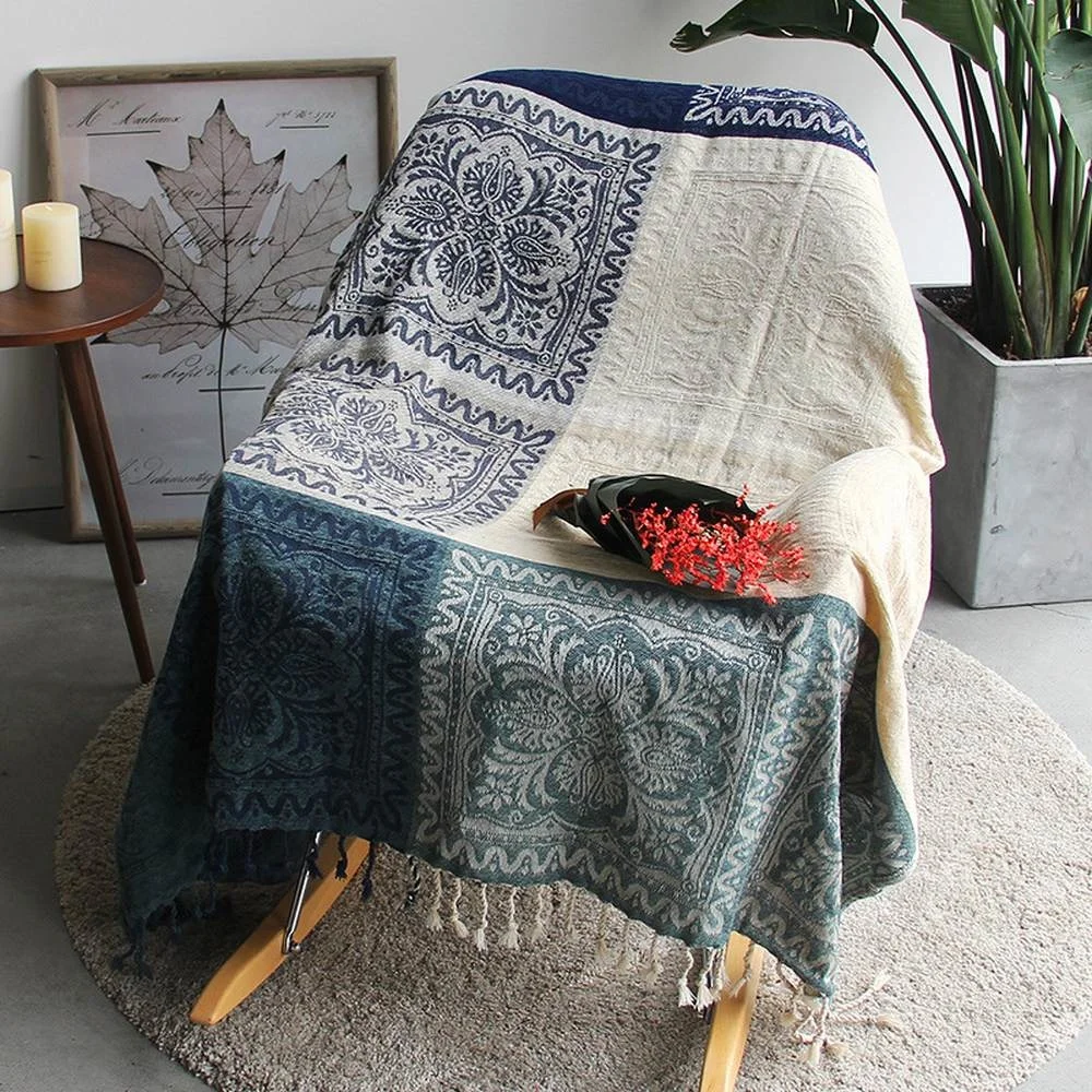 

Nordic Colorful Chenille Plaids Sofa Blanket Large Sofa Towel Full Cover Throws Bed Living Room Travel Blankets Home Decorative