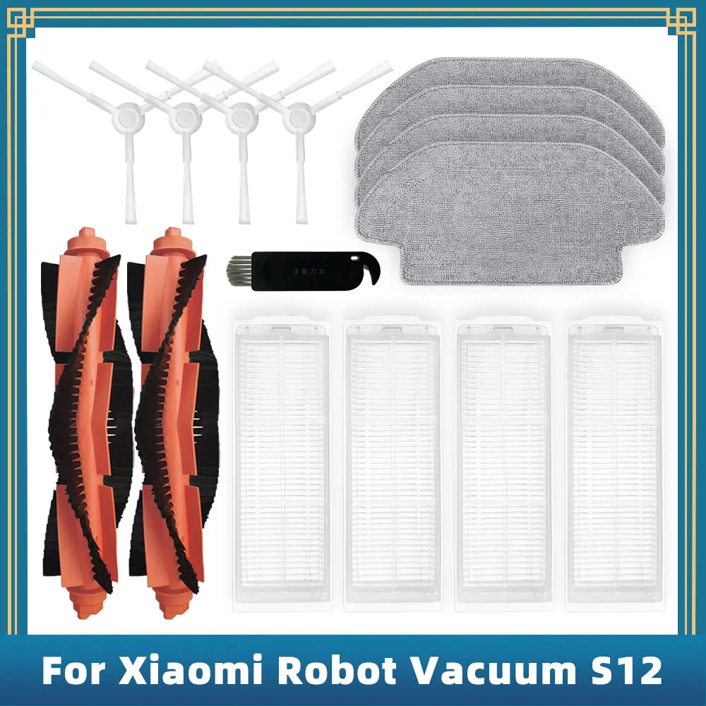For Xiaomi Robot Vacuum S12 B106GL Replacement Spare Parts Main Side Brush Hepa Filter Mop Pad Brush Cover Accessories