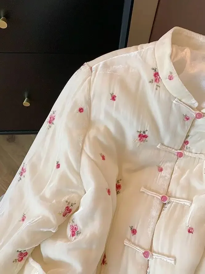 Винтажные куртки-бомберы в китайском стиле с цветочным принтом и кавайным