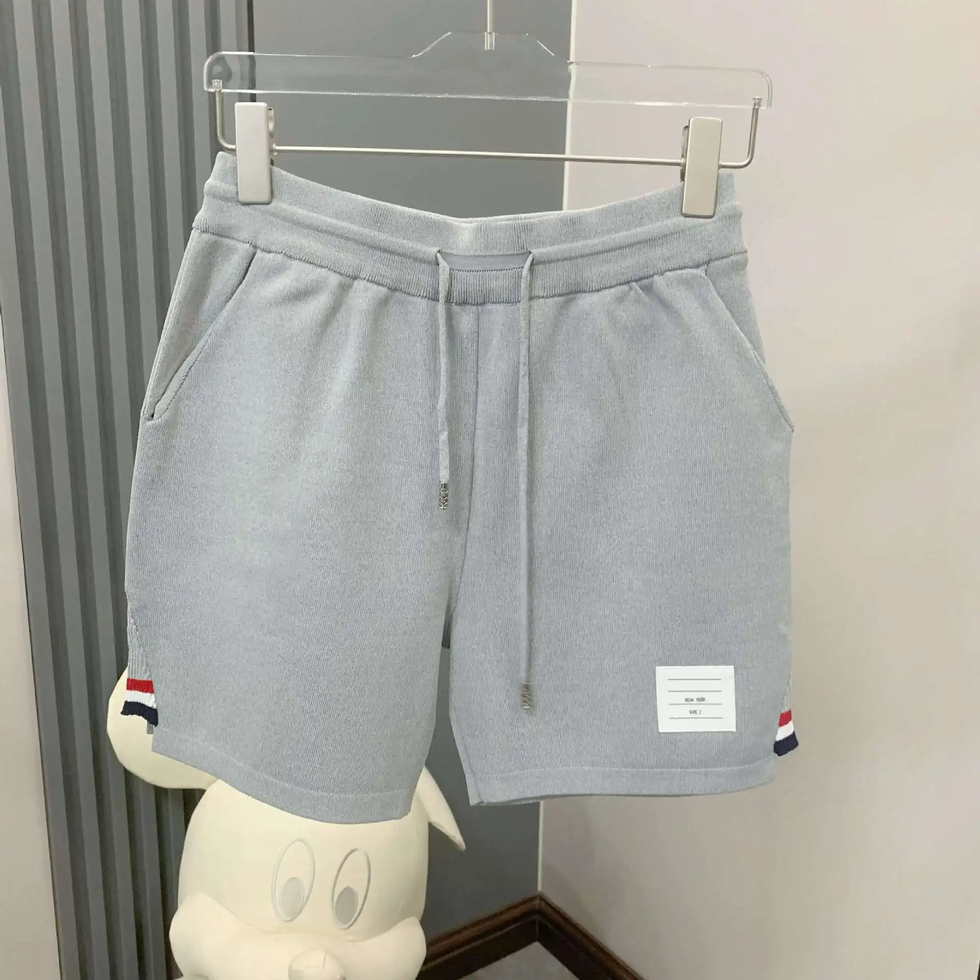 High quality Korean TB Side Colorful Ribbon Sports Shorts Women's 23 Summer New Ice Silk Casual Thin Quarter Pants Women's Pants