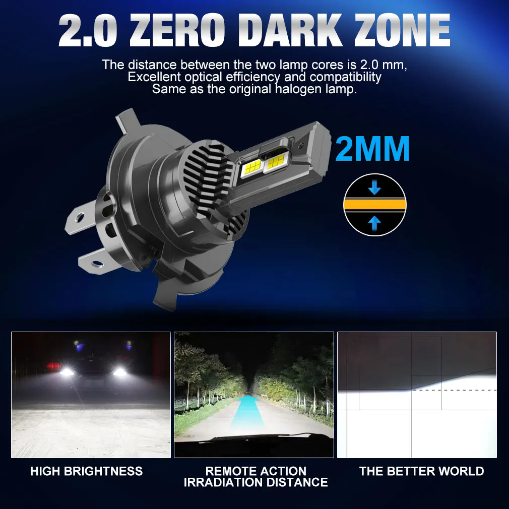 30000LM Canbus H4 Светодиодные лампы для фар 9003 HB2 лампада дальнего ближнего света