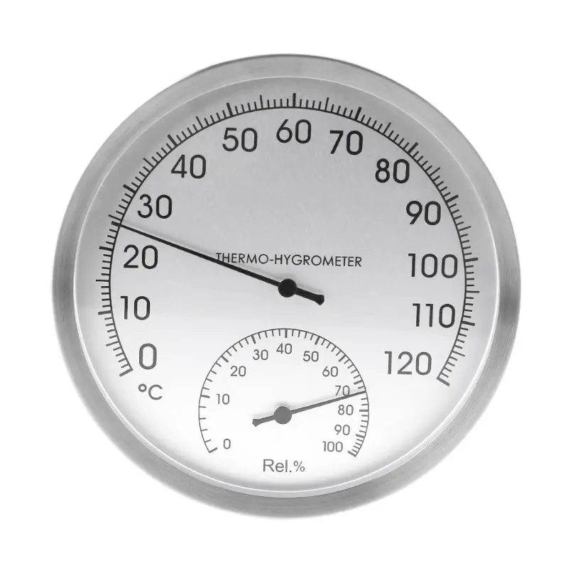 

Stainless Steel 5" Thermometer Hygrometer Wall Hanging Indoor Outdoor Sauna Room Temperature Humidity Tester Monitor