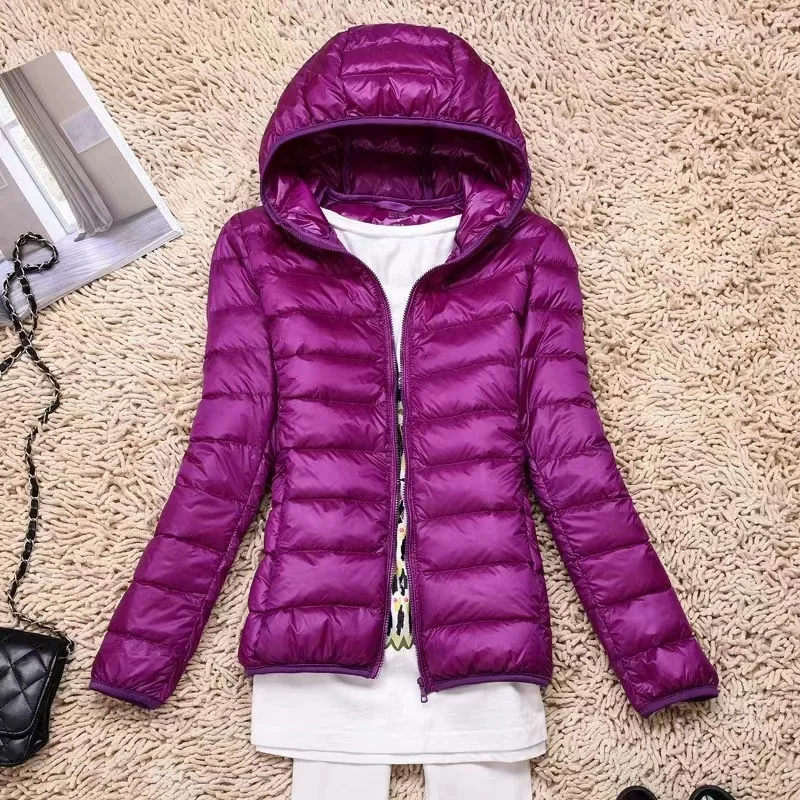 New 6XL 7XL Autumn Winter Women Ultralight Down Hooded Jackets Puffer Duck Feather Coats Slim Warm Parkas Solid Portable Outwear