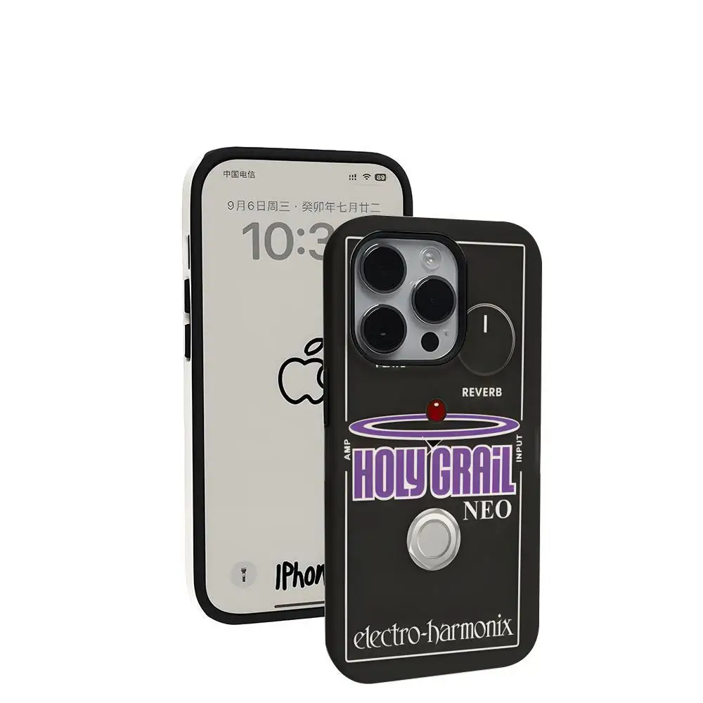 Фото Новый чехол для телефона в стиле гитарной педали для iPhone 17 16 15 14 13 12 11 Pro Max X XR XSMax Plus, глянцевый, из твердого поликарбоната №5