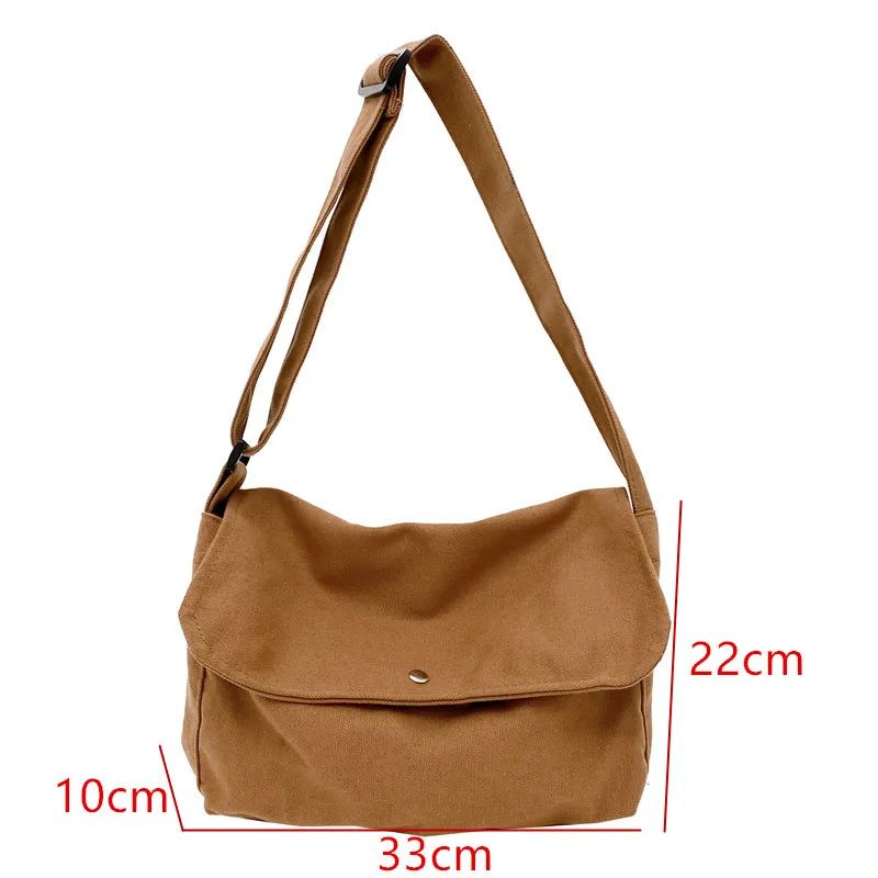 2023 New Korea Shoulder Bags For Women 100% Cotton Crossbody Bags Unisex Solid Color Simple Satchels Preppy Style Casual Totes
