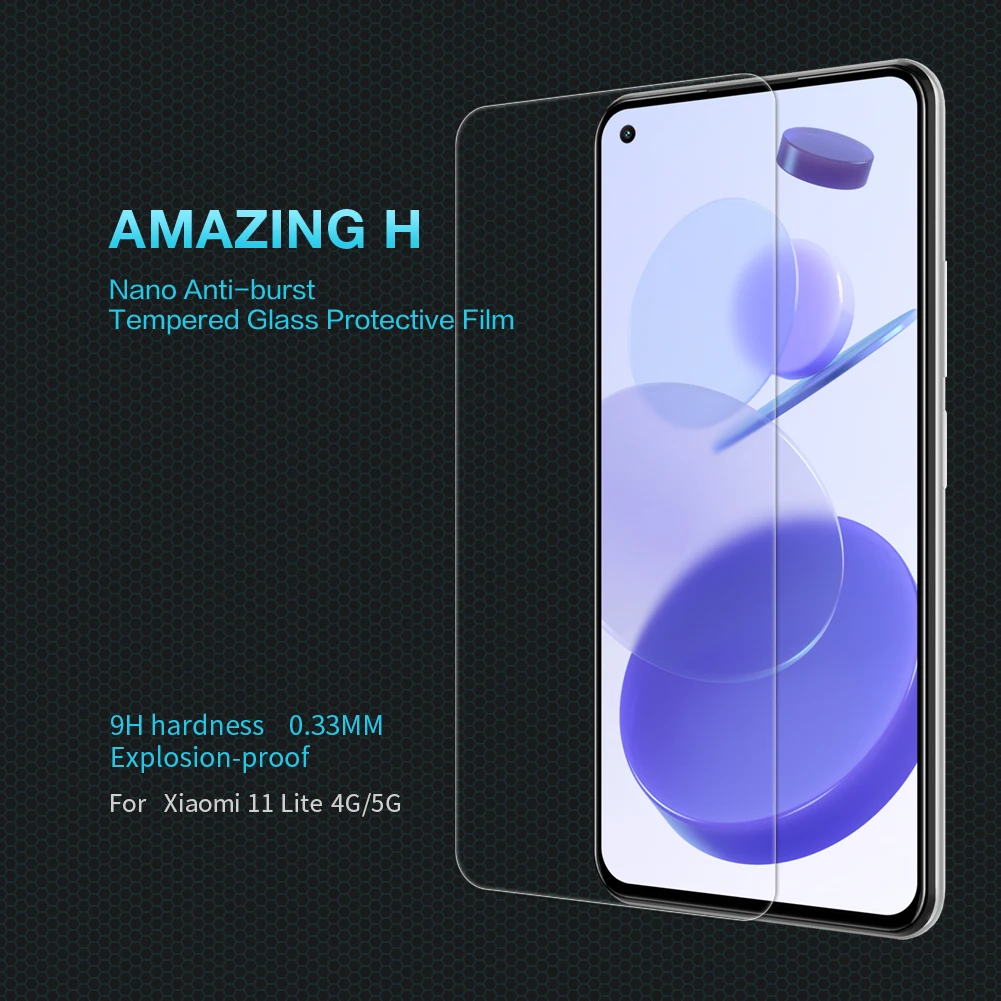For Xiaomi Mi 11 Lite 4G 5G NE Anti-Glare Transparent Nillkin H Tempered Glass Screen Protector 0.33mm 9H Screen Film
