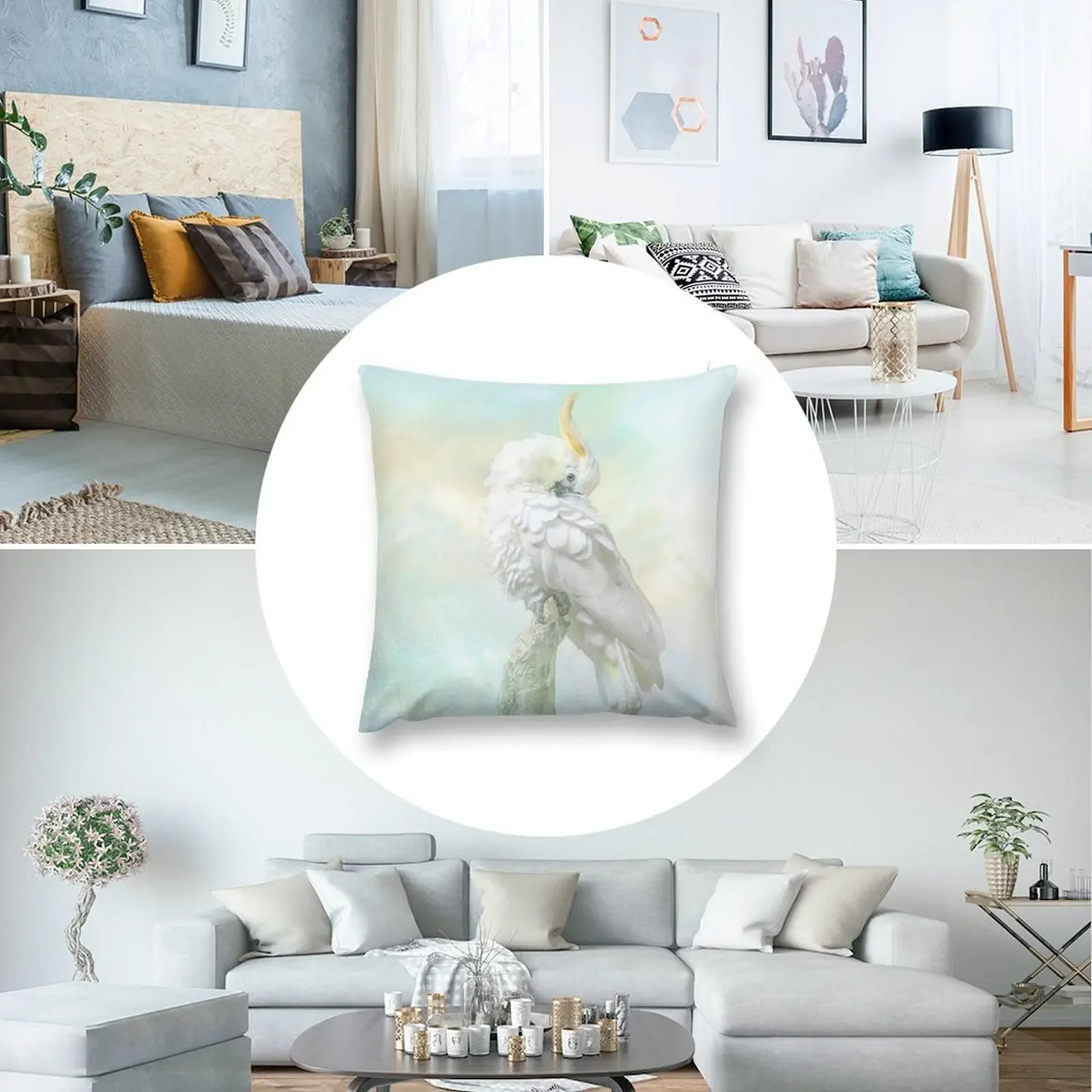 Декоративная подушка-какакато с сером подушка на заказ декоративные подушки для