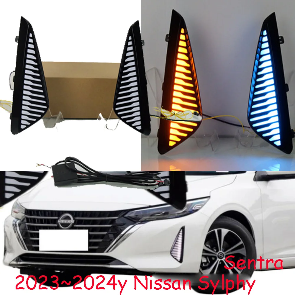 

Автомобильный бампер, sentra, фара для Nissan Sylphy, дневное освещение, 2023 ~ 2024y DRL, автомобильные аксессуары, искусственная фара, зеленая противотуманная модель