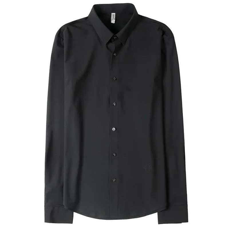 High Elasticity Striped Shirts Men Autumn Long Sleeve Slim Casual Shirt Breathable Social Party Tuxedo Blouse Camisa Masculina