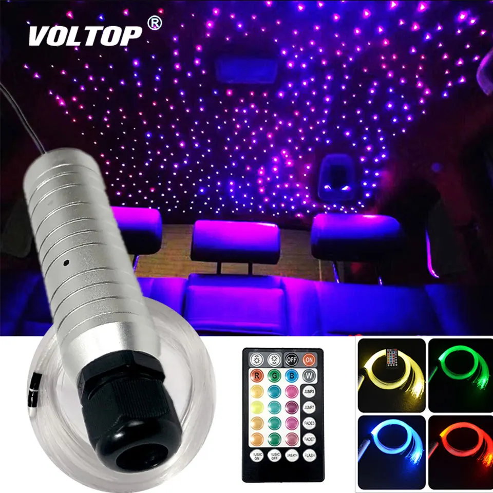 

Car Optic Lighting Smart 12vd 6w Fiber Light Engine RF Control Cable Starry Effect Ceiling Room Lights Silve Lamp LED RGBW NEW