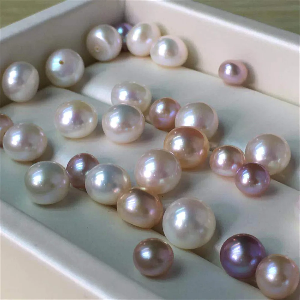 

Authentic natural color freshwater pearl naked bead bead oblate 6-10mm DIY handmade pearl 5A strong flawless