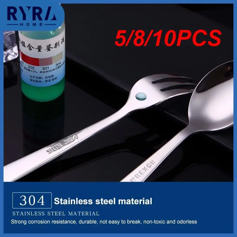 

5/8/10PCS Creative Coffee Cutlery Set Long Forks Shape Wrench Fork Tableware Wrench Spoon Cooking Accessories Dinnerware