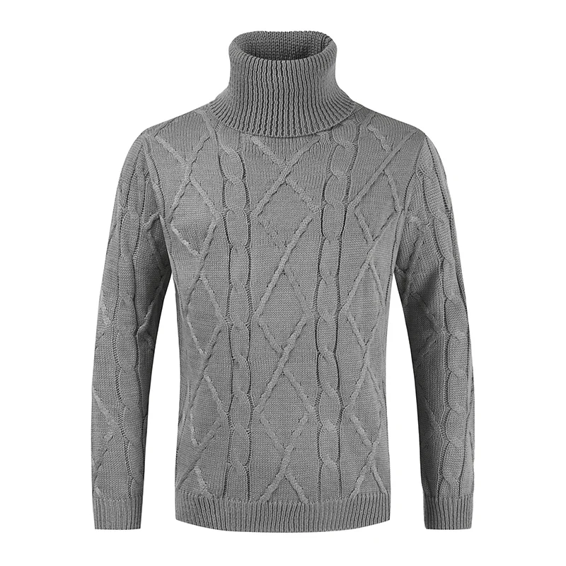

Autumn and Winter Men's Sweater High Quality Trend High-necked Solid Color New Knitting Pullovers Elastic Casual Bottoming Shirt