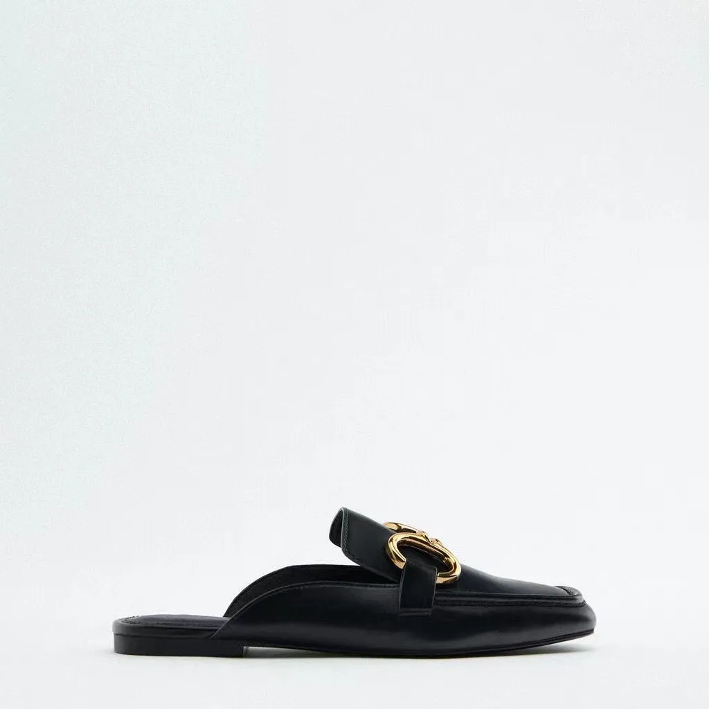 Туфли женские без каблука с бахромой пикантные тапочки закрытый носок сабо из