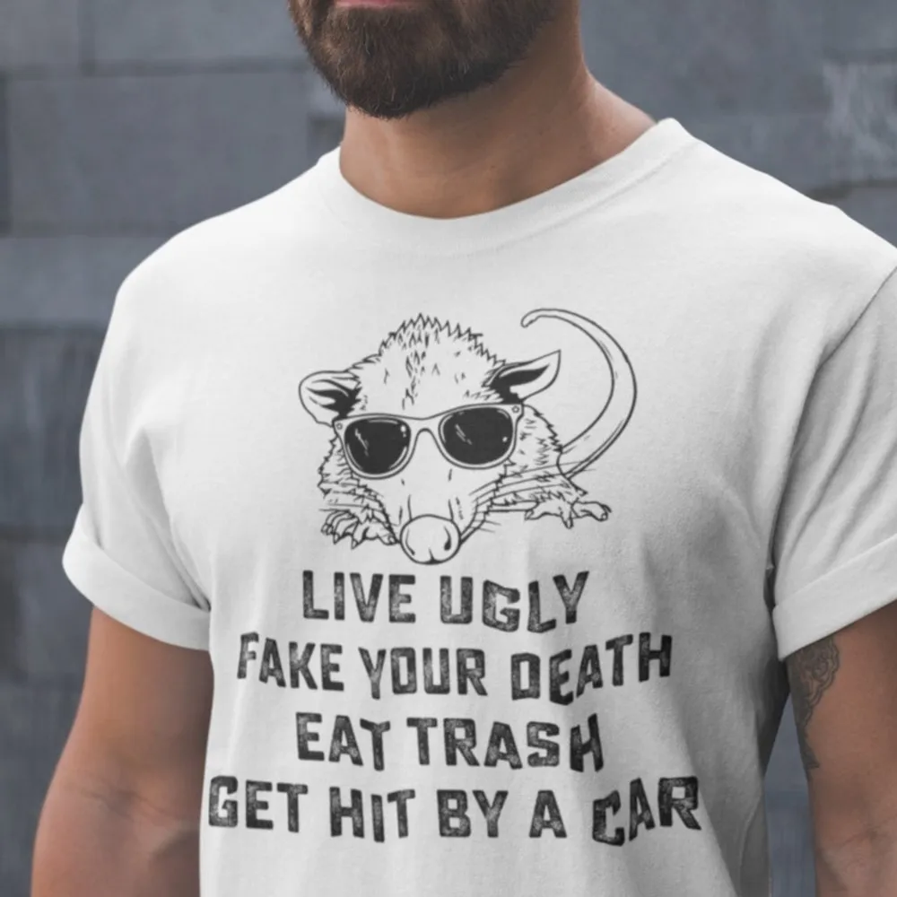 

Live Ugly Fake Your Print T Shirts Possum Weird T Shirt For Men Funny Animal Shirt Spirit Awesome Tees&Tops Casual Plus Size
