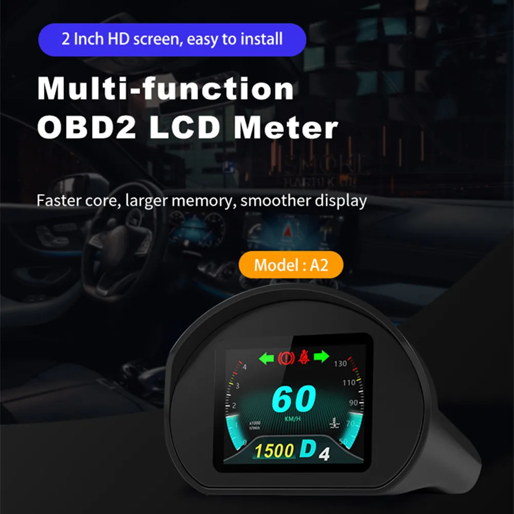 

A2 автомобильный дисплей HUD, км/ч миль/ч, сигнализация превышения скорости, многофункциональный дисплей OBD2, Автомобильный цифровой датчик HUD