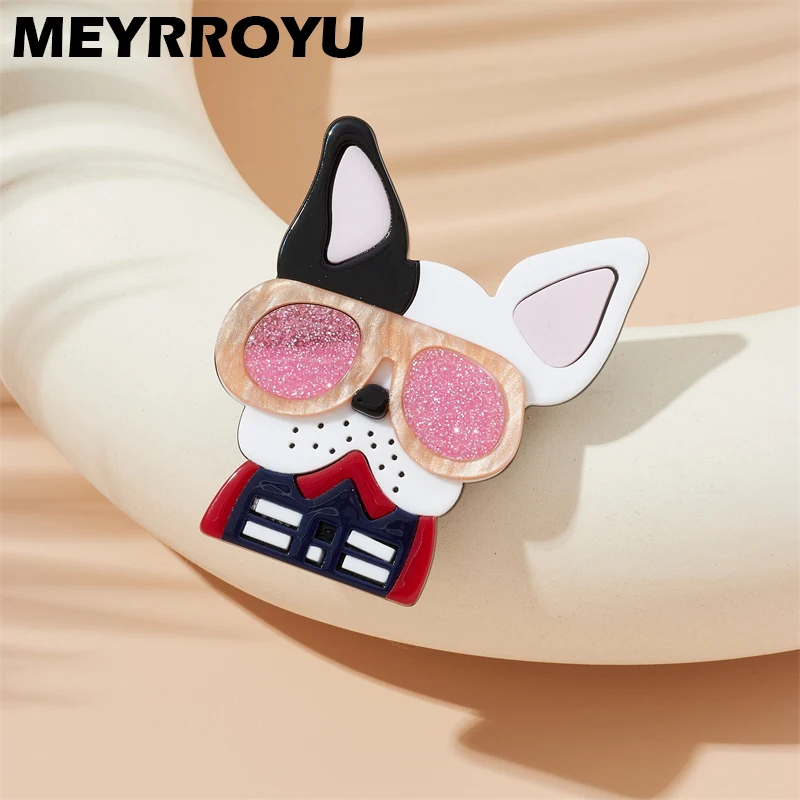 

MEYRROYU Cartoon Sunglasses Dog Brooches Children's Stylish Acrylic Material Lovely Animal Gifts Pins Accessories Jewelry Брошь