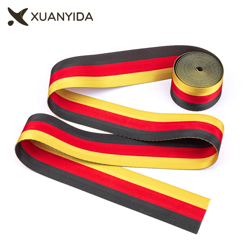 Good Quality Black Red Yellow Country flag Car Safety Belt Webbing Strap Racing Harness Backpack Germany flag  seatbelt