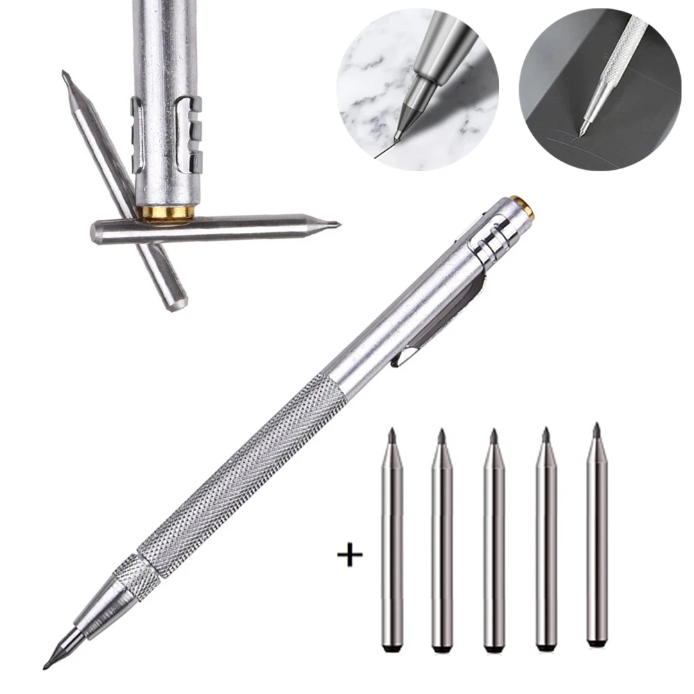 

Tools Aluminium Engraving Glass Tip Metal Tungsten Marking Scriber Shell With Carbide Pen Scriber Ceramics 5pcs Construction Pen