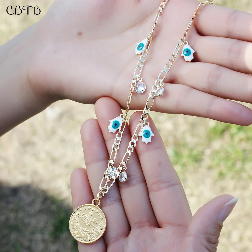 

Trendy Charm Green Evil Eye Necklace Set Jewelry Money Coin Pendant Choker Fashion Women Crystal Luxury Wedding Gifts Wholesale