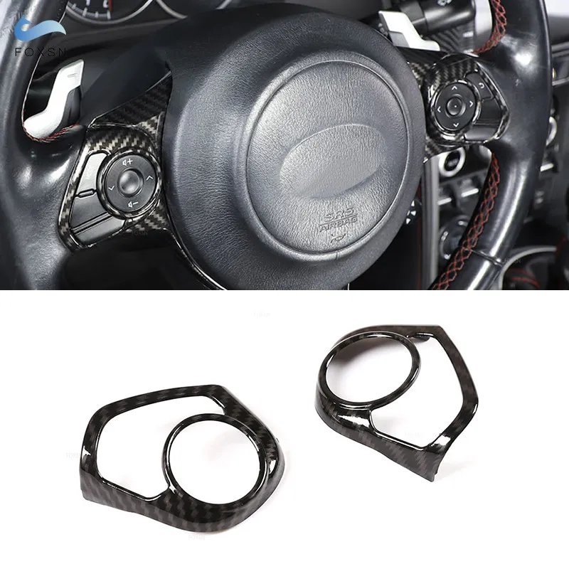 

For Toyota 86 Subaru BRZ 2017 2018 2019 2020 2021 ABS Carbon Fiber Texture Steering Wheel Cover Switch Button Protective Trim
