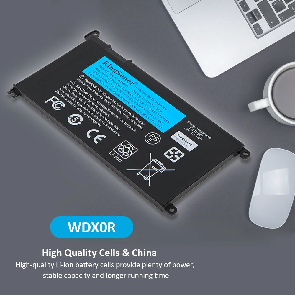 Аккумулятор KingSener WDXOR для ноутбука DELL Inspiron 14 5368 5567 7560 5767 7472 7460-d1525s 7368 7378 5565 Latitude 3488