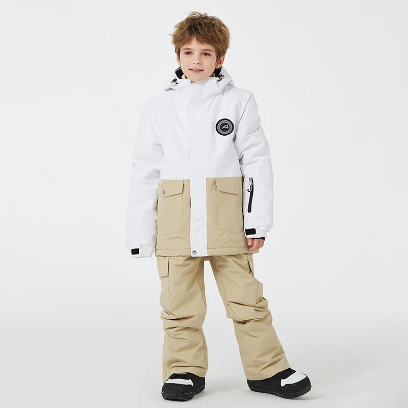 Детский лыжный костюм для мальчиков и девочек уличная Водонепроницаемая теплая