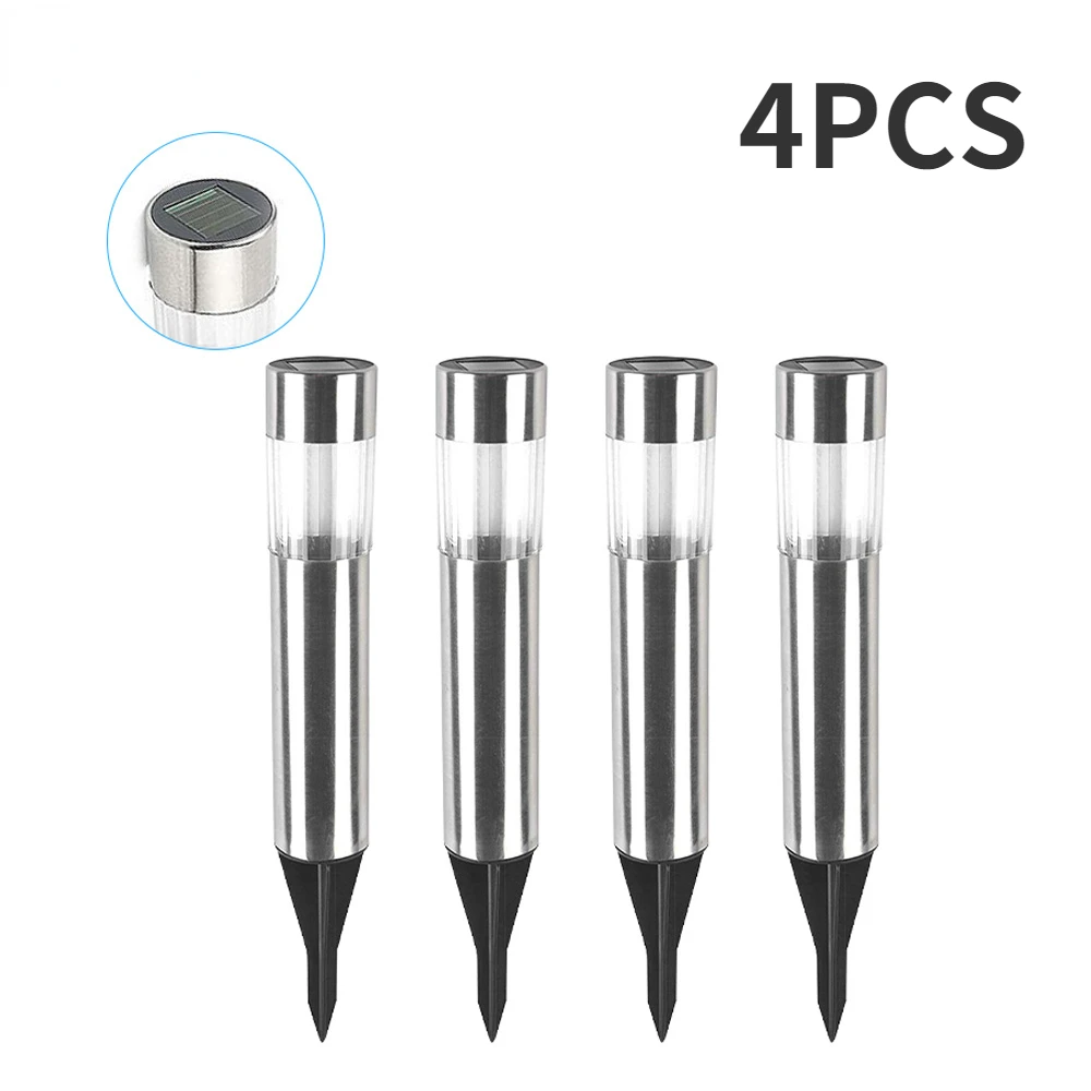 

4pcs Outdoor Solar Lawn Light Stainless Steel Garden Lights IP65 Waterproof Path Light Smart Light Control Landscape Lights