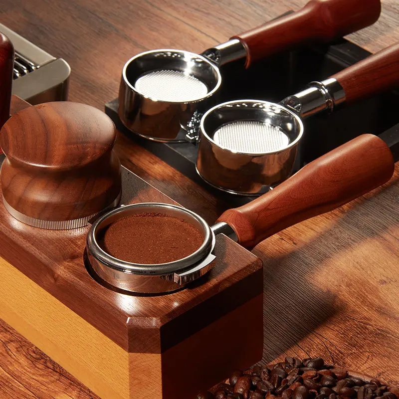 

58 Mm Italian Coffee Maker Refitted Bottomless Hand Red Acid Branch Solid Wood Handle Alloy E61 Coffee Accessories Barista