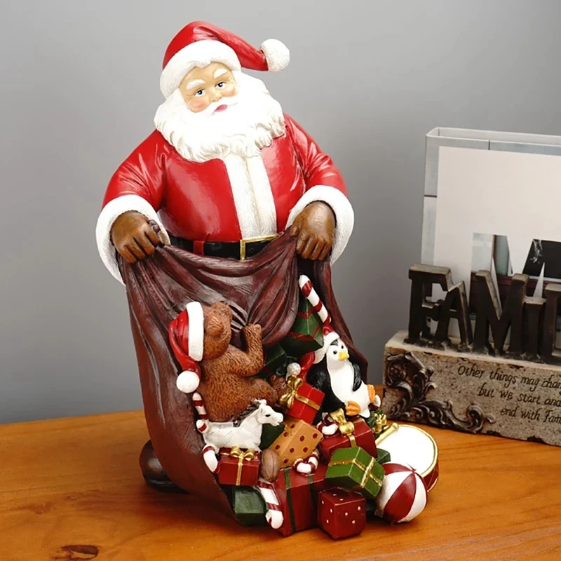 

Статуэтка Санта-Клауса из смолы, 1 шт., для украшения интерьера гостиной, рождественские украшения, новогодний декор