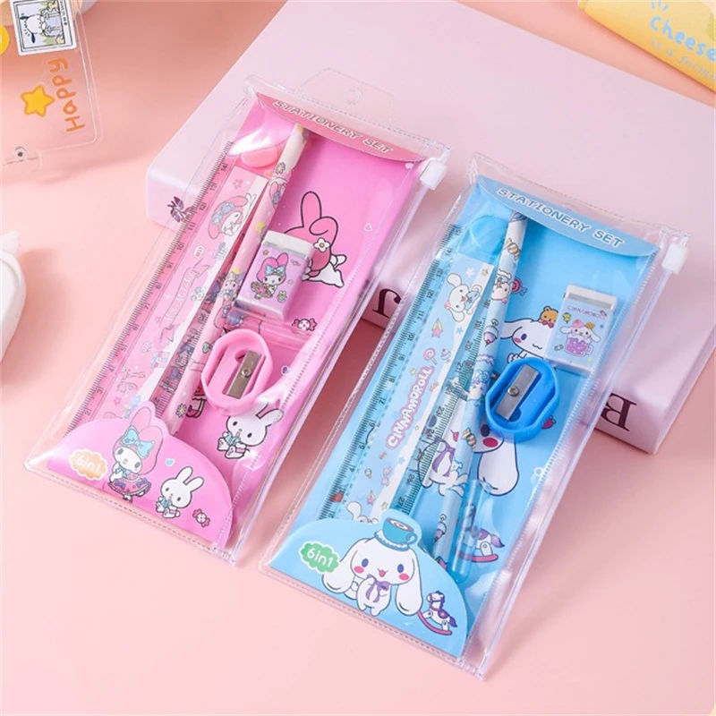 Набор Канцтовары Kawaii Sanrio Cinnamoroll Kuromi моя мелодия карандаш ластик линейка точилка