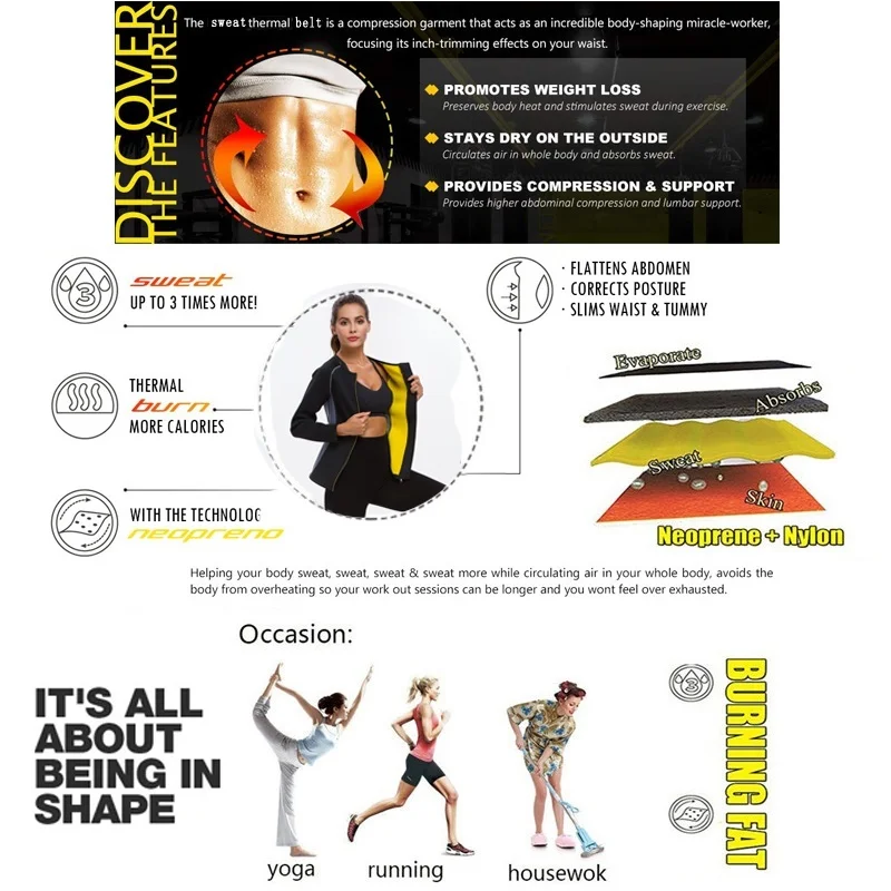 LAZAWG Sauna Top for Women Weight Loss Shirt Slimming Body Shaper for Woman Fitness Long Sleeve Waist Trainer Workout Sport