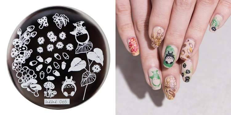 

HEHE ! New Stamping Plate hehe65 Animation Totoro Cartoon Forest Chestnut Mushroom Nail Art Stamp Template Image Transfer Stamp