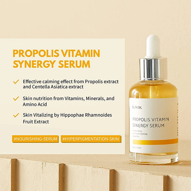 

iUNIK Propolis Vitamin Synergy Serum 50ml Pore Shrink Face Moisturizing Essence Whitening Day Creams Korea Cosmetics
