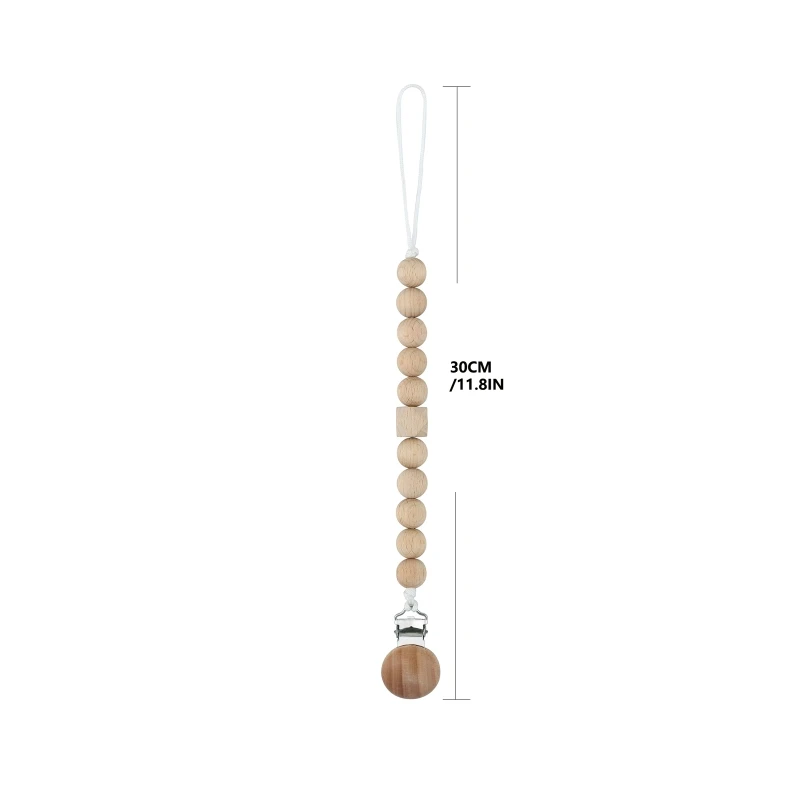 

Handmade Baby Wooden Beads Pacifier Chain Clip Newborn Nipple Dummy Holder Chain