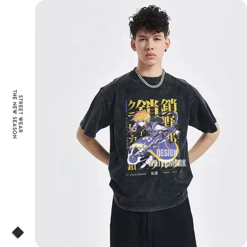 Kurapika Винтажная хлопковая футболка мужская