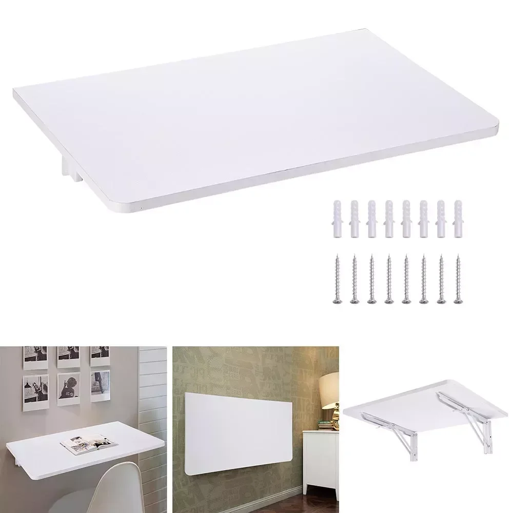 

Yescom Wall Mounted Floating Folding Computer Desk 66lbs Weight Capacity PC Dining Wooden Table 23 5/8" x 15 3/4" Whit