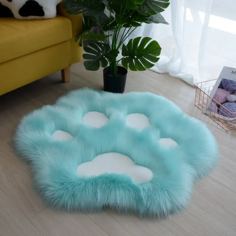 

Blue Sofa Cushions Living Room Rug Soft And Fluffy Cat Paw Blanket Cute Home Decoration Children Play Rugs
