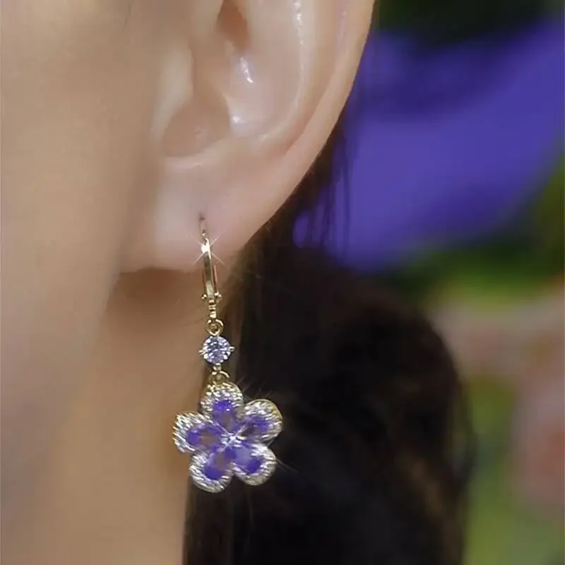 Фиолетовые серьги-подвески Dancing Bullet