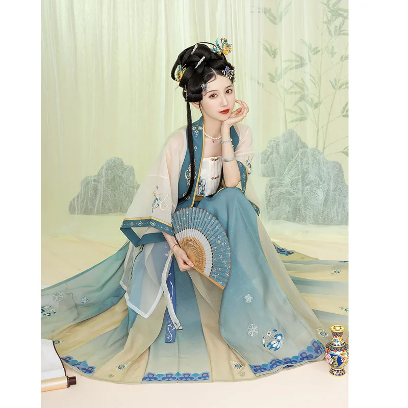 

ZhongLingJi Spring Ming Dynasty Embroidered Hanfu Dress 3PCS Suit For Women Vintage Princess Festival Outfit Elegant Fairy Dress