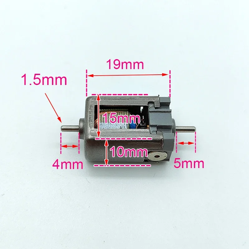 Фото Миниатюрный высокоскоростной электродвигатель 010 DC 15 мм для DIY RC HO слот-каров, железнодорожных моделей, 6В 9В 12В, 21000 об/мин, двойной вал 1,5 мм №1