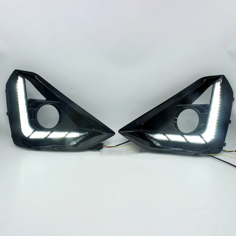 Front LED DRL Daytime Running Driving Light For Isuzu D-Max DMAX 2024 Fog Lamps With Turn Signals White+Yellow