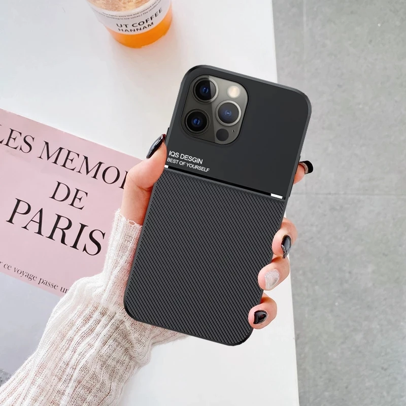 

Magnetic Leather Car Phone Cases for iPhone 14 12 11 13 Pro Max Mini XR XS 6s 7 8 Plus Built-in Magnet Soft TPU Shockproof Cover
