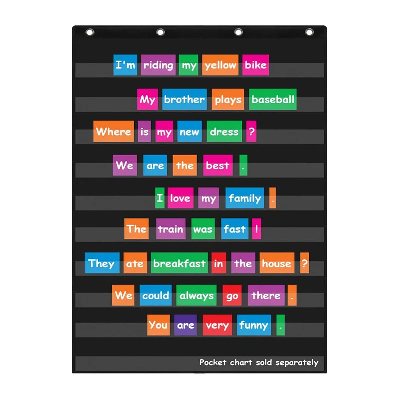 

70x100cm Pocket Chart 10 Rows for Teacher Lessons in a Classroom or Home Use Fits Sentence Strips and Word Cards