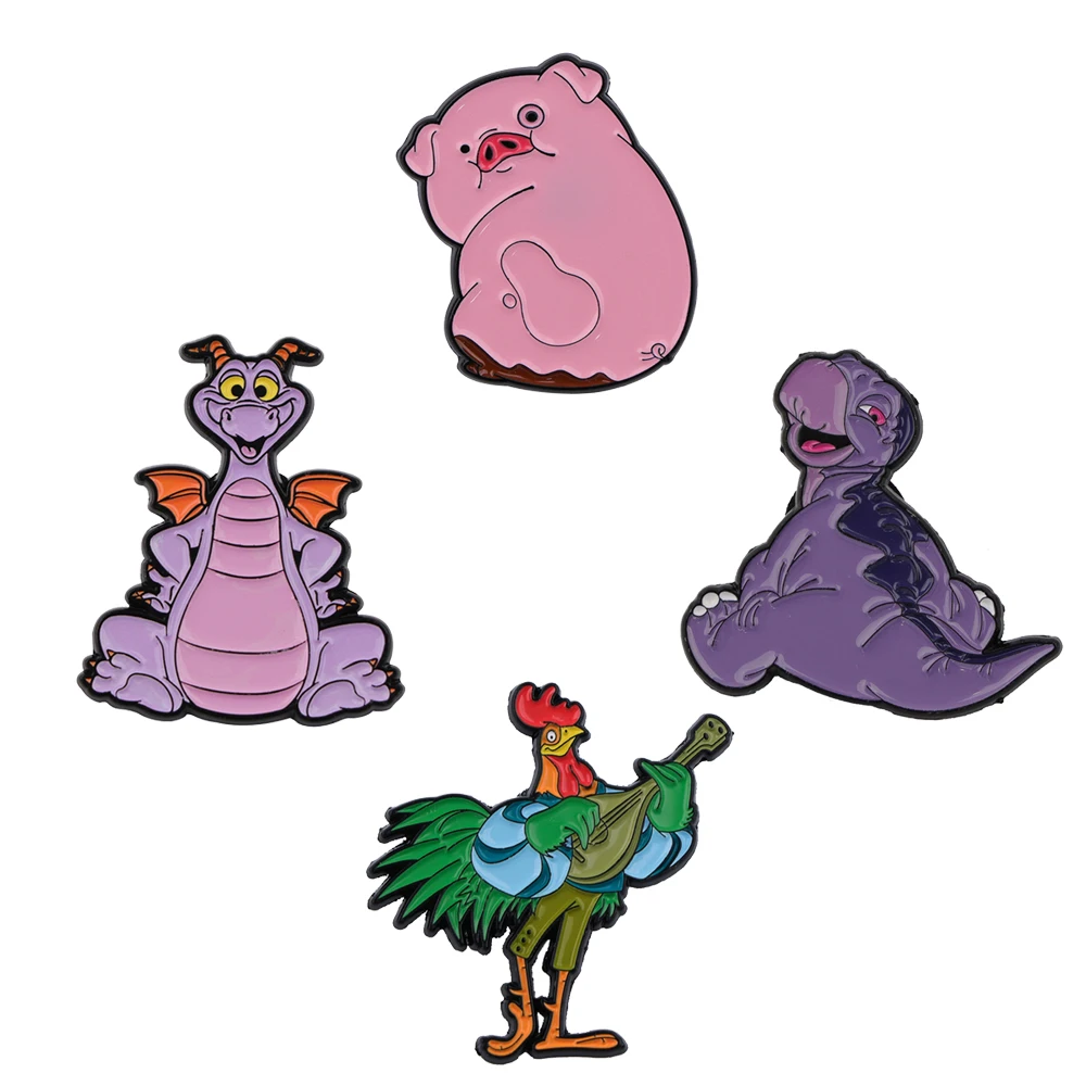 Брошь с изображением петуха и динозавра для одежды булавки лацканов рюкзака